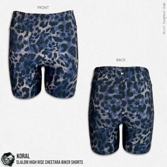 KORAL ACTIVEWEAR SLALOM HIGH RISE CHEETARA BIKER SHORTS IN BLUE CHEETARA SIZE M - Picture 16 of 16